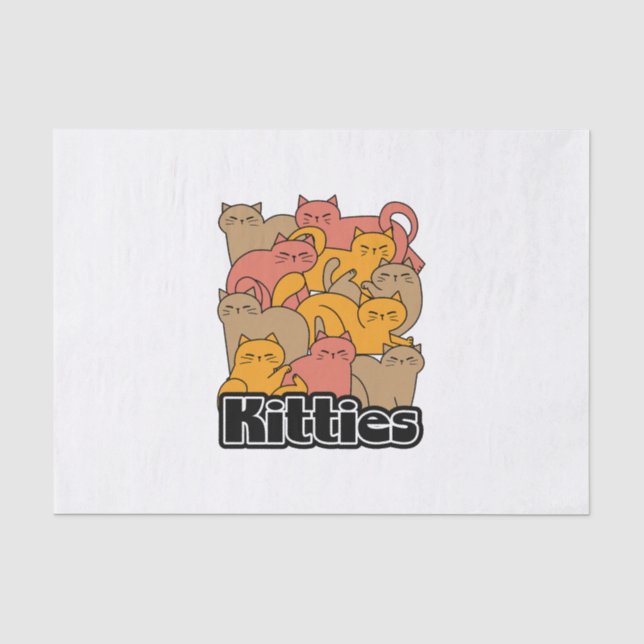 Papier Mousseline Cute Kitties Design - Cat Art adorable (Recto)