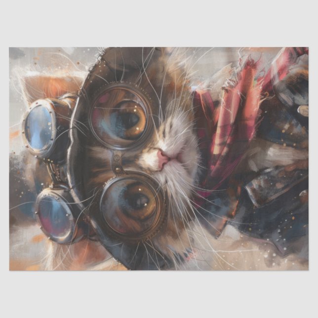 Papier Mousseline Cute Kitts Steampunk avec lunettes Découpage (Recto)