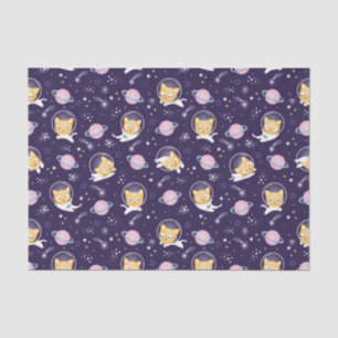 Papier Mousseline Cute Kitty Chat Astronauts Motif