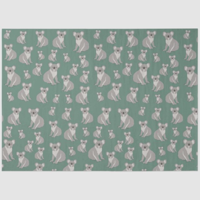 Papier Mousseline Cute Koala Eucalyptus Motif vert (Recto)