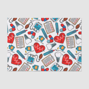 Papier Mousseline Cute Médicale Nurse Doctor thème Motif mixte 