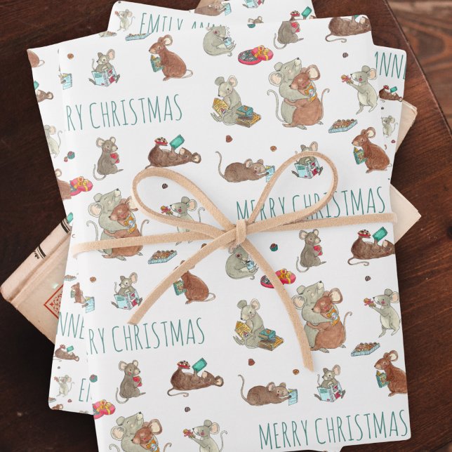 Papier Mousseline Cute Mice Lecture Livres Jolabokaflod (Créateur téléchargé)
