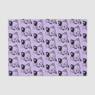 Papier Mousseline Cute noir et blanc Kitty Chat Waving Bonjour