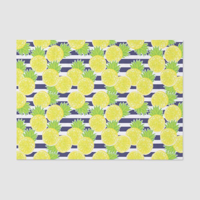 Papier Mousseline Cute Palm Beach Rugby Stripes et Lemons (Recto)
