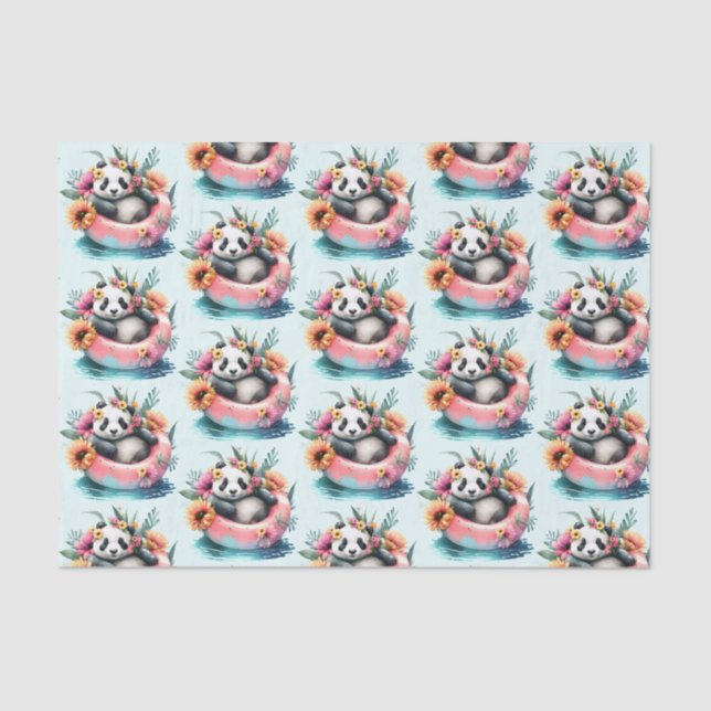 Papier Mousseline Cute Panda Chilling dans un tube intérieur (Recto)