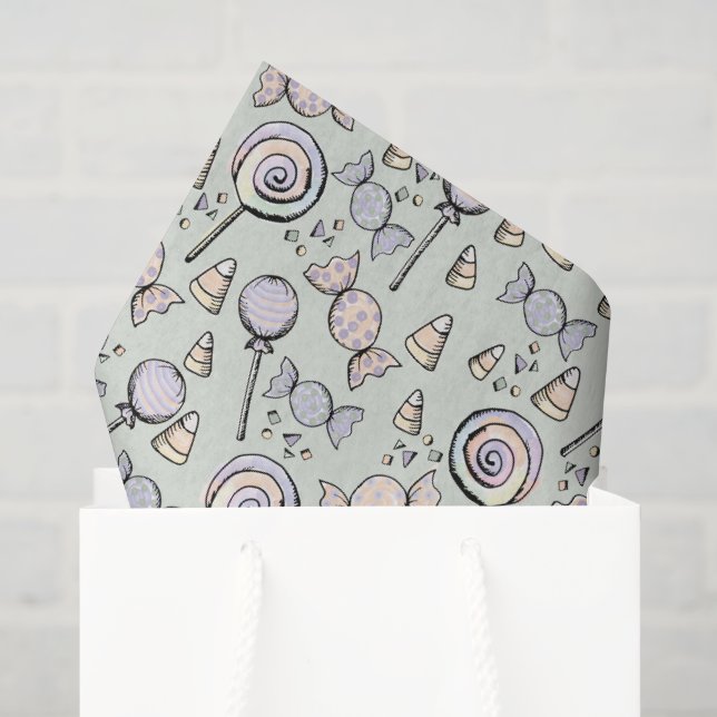 Papier Mousseline Cute Pastel Green Halloween Candy Baby (Sac cadeau)