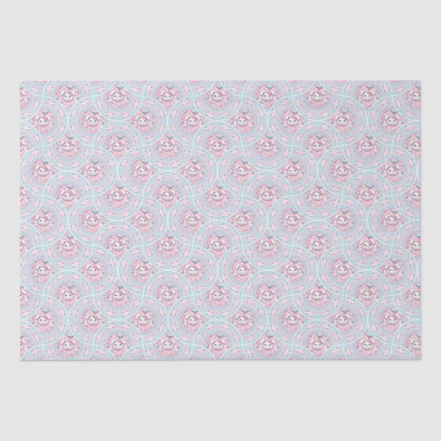 Papier Mousseline Cute Pastel Kawaii Bunny Dot Mandala Art Déco Fans (Recto)