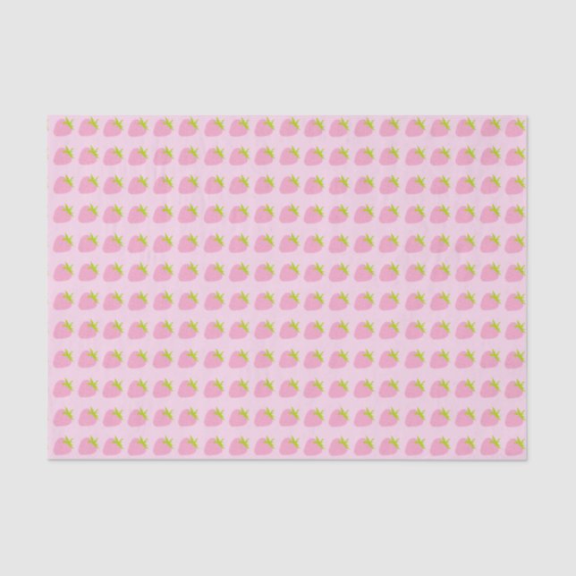 Papier Mousseline Cute Pink Strawberries Pattern (Recto)