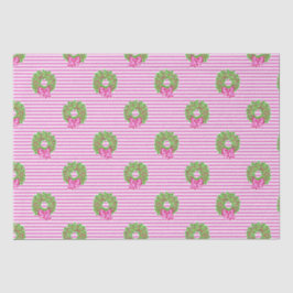 Papier Mousseline Cute Preppy Noël rose et vert Chevron Wreaths