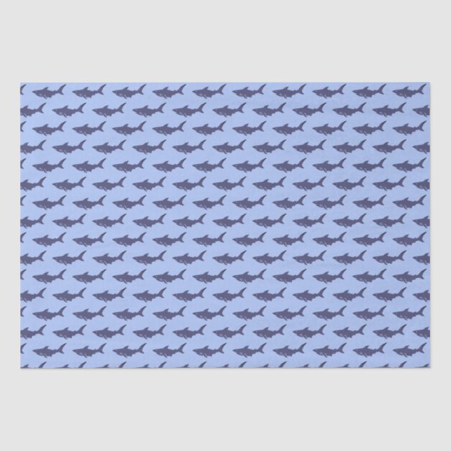 Papier Mousseline Cute requin Bébé Aquarelle Bleu Anniversaire Enfan (Recto)