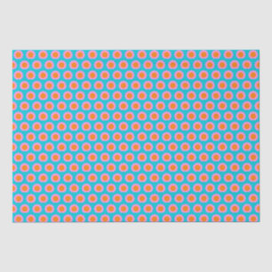 Papier Mousseline Cute Retro 60s Turquoise Mod Motif  