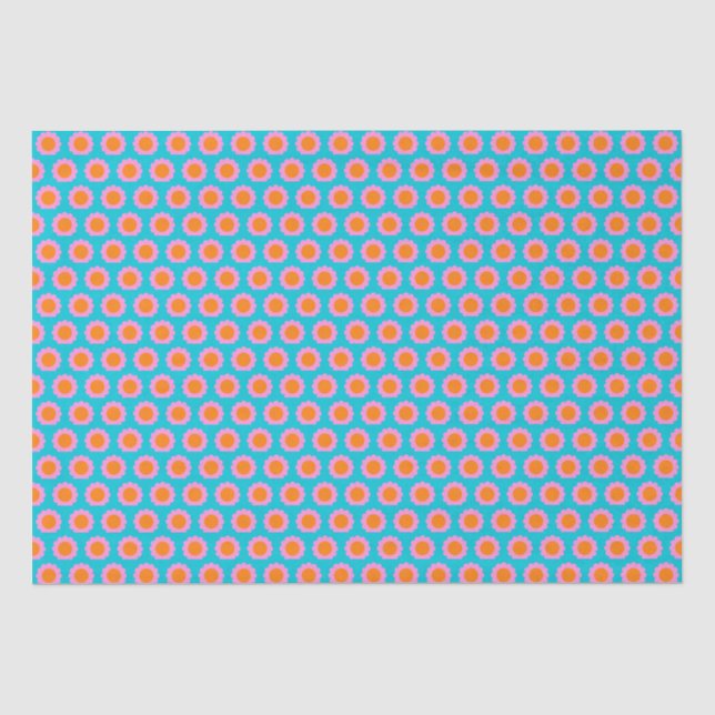 Papier Mousseline Cute Retro 60s Turquoise Mod Motif   (Recto)