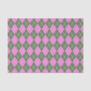 Papier Mousseline Cute Retro Preppy Pink et Motif de Jacquard vert