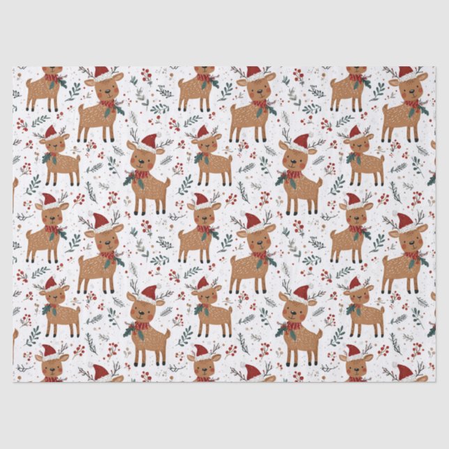 Papier Mousseline Cute Retro Reindeer Christmas (Recto)