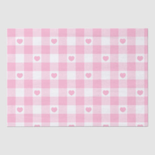 Papier Mousseline Cute Rose En vichy Vichy aux Coeurs