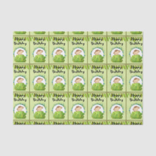 Papier Mousseline Cute Safari Singe Joyeux Motif d'anniversaire