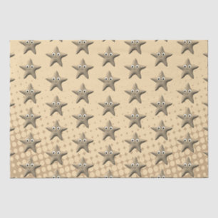 Papier Mousseline Cute Sepia Starfish Motif
