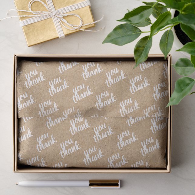 Papier Mousseline Cute Simple Main Lettré Faux Rustique Brown Kraft (Cadeau)