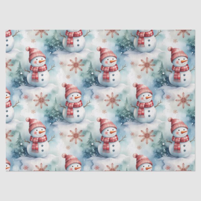 Papier Mousseline Cute Snowman Christmas  (Recto)
