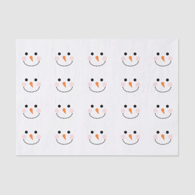 Papier Mousseline Cute Snowman Face Simple Motif (Recto)