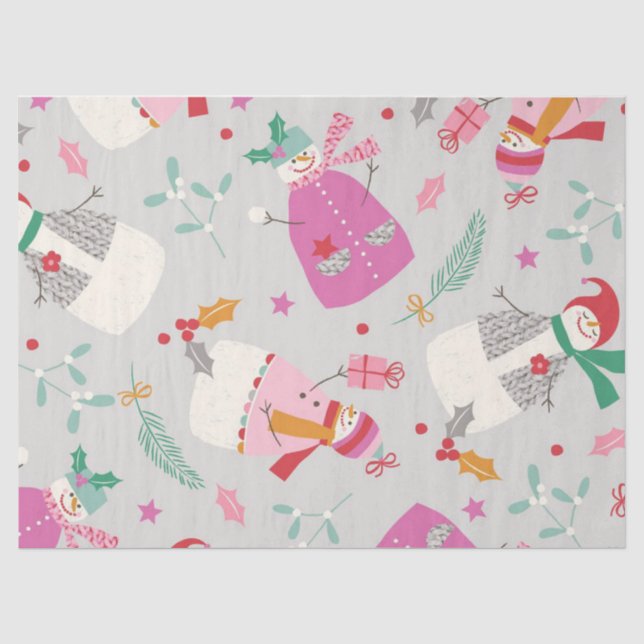 Papier Mousseline Cute Snowmen (Recto)