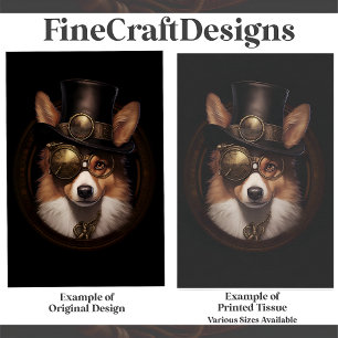 Papier Mousseline Cute Steampunk Cute Welsh Corgi Chien D5L Découpag