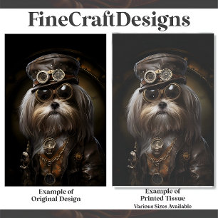 Papier Mousseline Cute Steampunk Shih Tzu Peinture Chien D4L Découpa