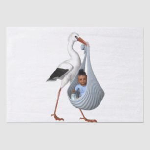 Papier Mousseline Cute Stork & Baby Baby shower moderne