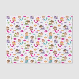 Papier Mousseline Cute Under the Sea Mermaid Tissu Paper