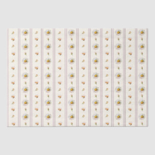 Papier Mousseline Cute Vintage Daisy Stripes Crème Blanc