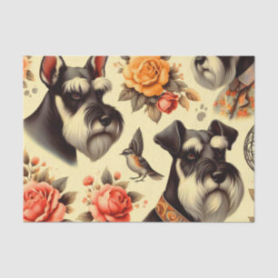 Papier Mousseline Cute Vintage Schnauzer