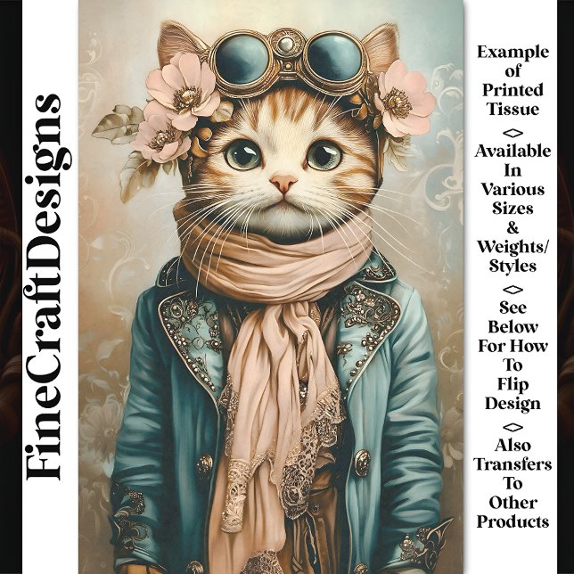 Papier Mousseline Cute Whimsical Steampunk Chat + Écharpe BH2 Découp (Créateur téléchargé)