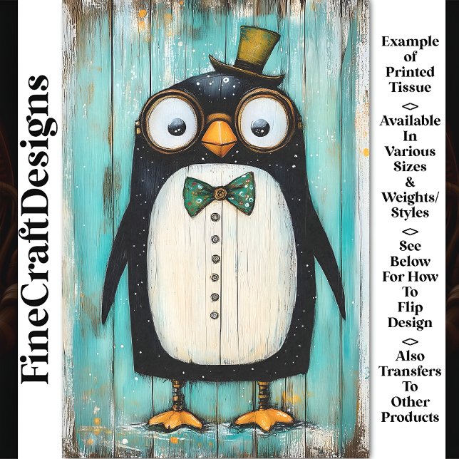 Papier Mousseline Cute Whimsy Steampunk Penguin En Casquette BR9 Déc (Créateur téléchargé)