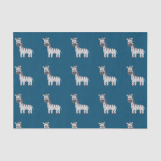 Papier Mousseline Cute Zebra Zoo Animaux Noir Blanc Bleu