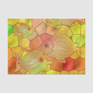 Papier Mousseline Cuvette de poisson en verre tendu Manche jaune