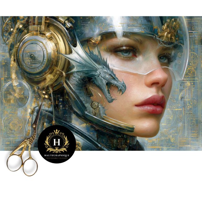 Papier Mousseline Cyber Dragon Warrior Woman (Créateur téléchargé)