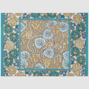 Papier Mousseline cyclamen bleu art nouveau fleur botanique