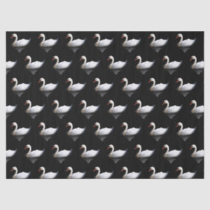 Papier Mousseline Cygne blanc sur noir