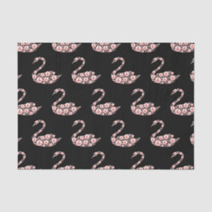 Papier Mousseline Cygne de perle rose élégant sur fond noir