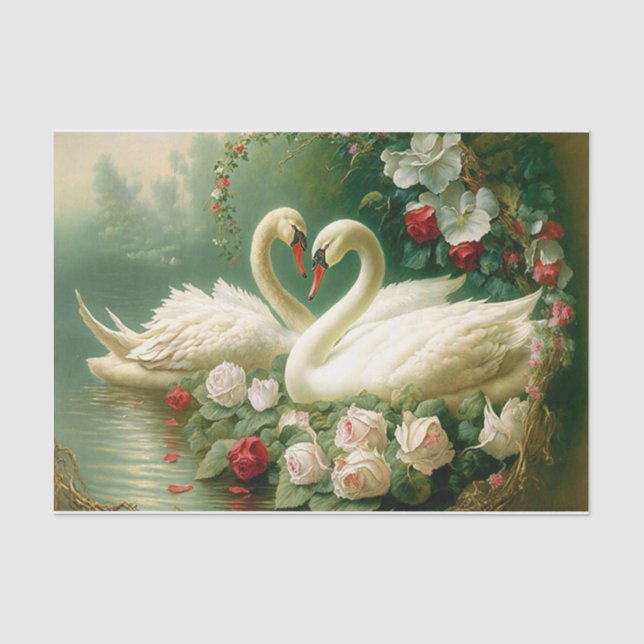 Papier Mousseline Cygnes blancs (Recto)