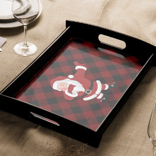 Papier Mousseline Dabbing Red Plaid Santa Claus   Fun Rustic Buffalo