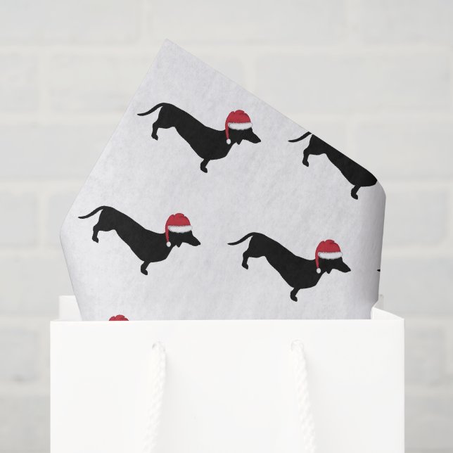Papier Mousseline Dachshund avec un chapeau de Père Noël Noël (Sac cadeau)