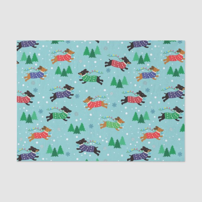 Papier Mousseline Dachshund Doxie Chien Noël (Recto)