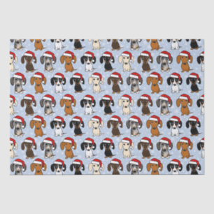 Papier Mousseline Dachshund Noël mignon Wiener Chien Père Noël Holid