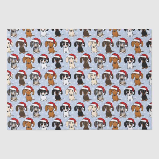 Papier Mousseline Dachshund Noël mignon Wiener Chien Père Noël Holid (Recto)