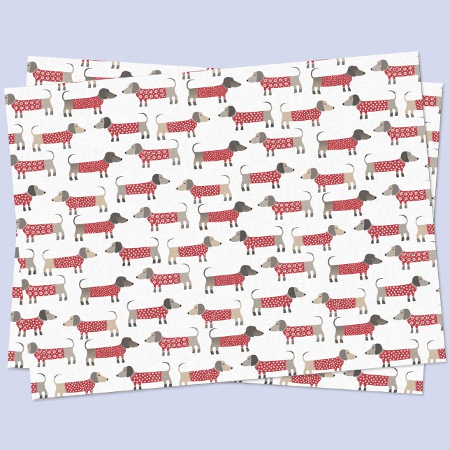 Papier Mousseline Dachshund Saucisse Wiener Chien vacances (Fun festive Dachshund Sausage or Weiner Dog tissue paper)