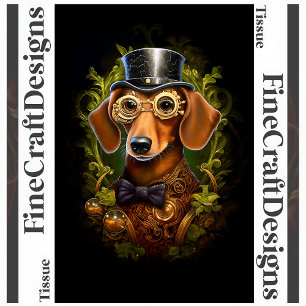 Papier Mousseline Dachshund Steampunk Orné Découpe gauche 149