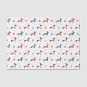 Papier Mousseline Dachshunds dans le Motif des pulls de Noël