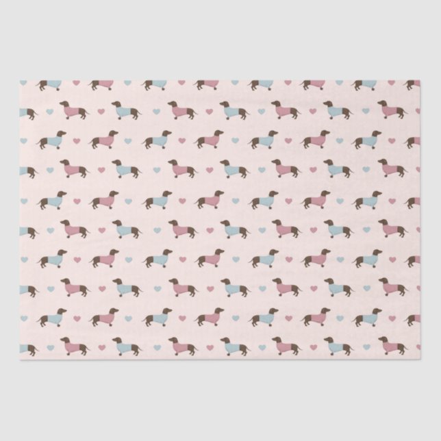 Papier Mousseline Dachshunds et Coeurs (Recto)