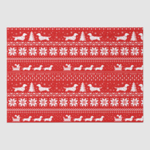Papier Mousseline Dachshunds Sleigh de Noël avec l'écureuil vacances